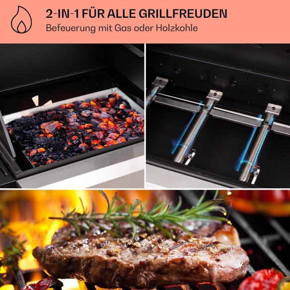 Mr.-Burns-Luxus-Edelstahl-BBQ-Kombigrill-fuer-Propan-und-Holzkohle-5-Brenner-Seitenbrenner-3