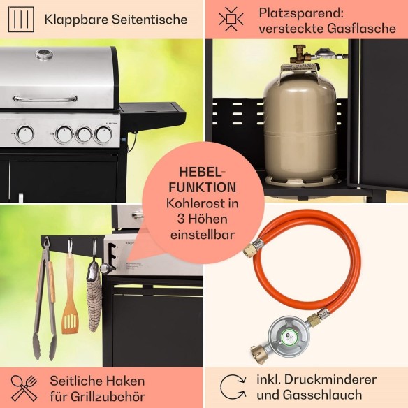 Mr.-Burns-Luxus-Edelstahl-BBQ-Kombigrill-fuer-Propan-Holzkohle-mit-3-Brenner-4
