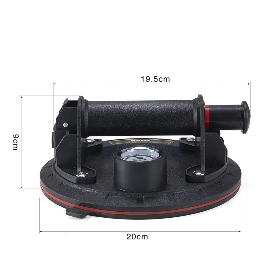 PROFI-200-Glassaugnapf-Vakuumheber-Set-mit-Manometer-ABS-Handpumpe-20cm-Saugnapf-9