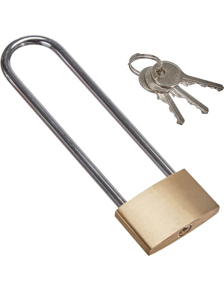 Messing-Vorhaengeschloss-mit-extra-langen-hohen-Buegel-10cm-3-Sicherheitsschluessel-1
