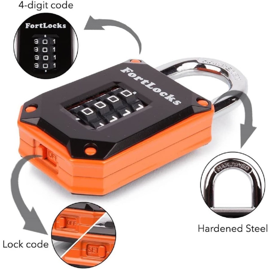 FortLocks-Vorhaengeschloss-4-stelliges-Zahlenschloss-Zahlencode-stabil-orange