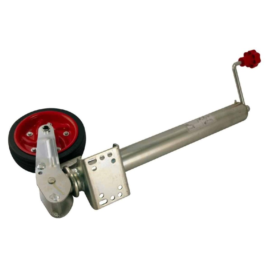 Automatik-Stuetzrad-O-60mm-Stuetzlast-500kg-automatisch-klappbar-Vollgummirad-rote-Stahlfelge-2