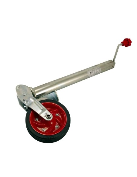 Automatik-Stuetzrad-O-60mm-Stuetzlast-500kg-automatisch-klappbar-Vollgummirad-rote-Stahlfelge-1