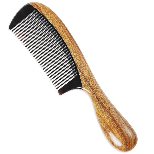 Dr.Beauty-handgefertigter-Haarkamm-natuerlichem-gruenem-Sandelholz-feine-Zaehnen-Bueffelhorn