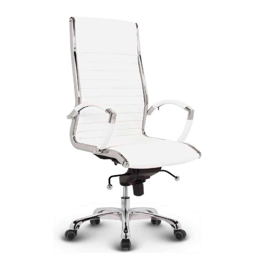 CRAFTMAX-Bueroledersessel-Chefsessel-Chrome-mit-Echt-Leder-weiss