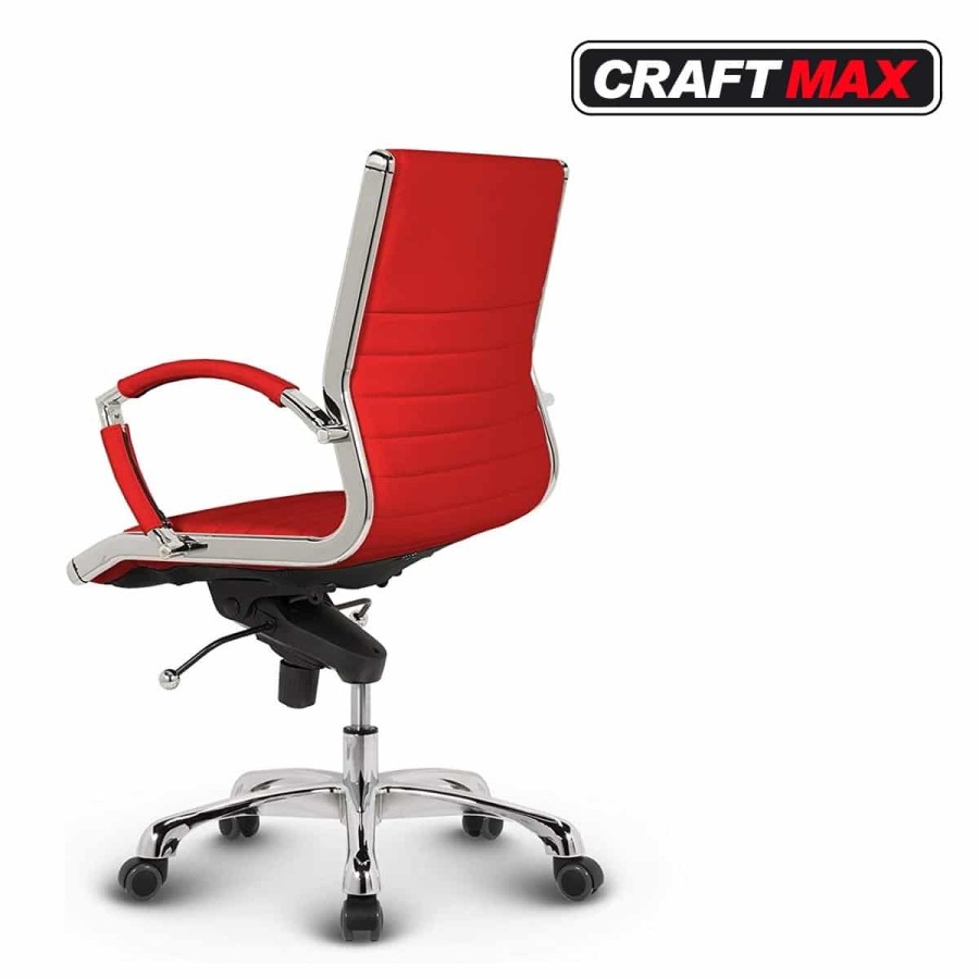 CRAFTMAX-Konferenzdrehstuhl-Meetingstuhl-Armlehnen-Chrome-Echt-Leder-korallrot-7