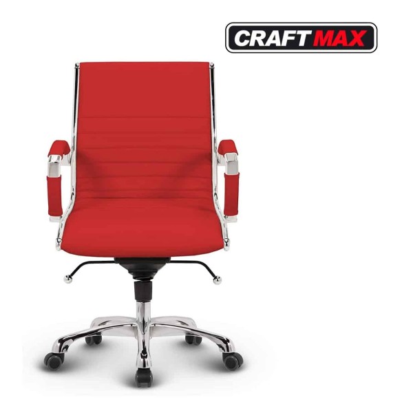 CRAFTMAX-Konferenzdrehstuhl-Meetingstuhl-Armlehnen-Chrome-Echt-Leder-korallrot-4