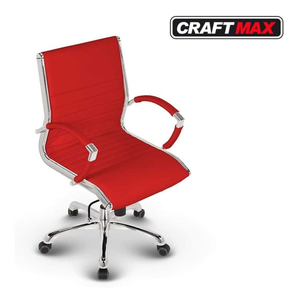 CRAFTMAX-Konferenzdrehstuhl-Meetingstuhl-Armlehnen-Chrome-Echt-Leder-schwarz