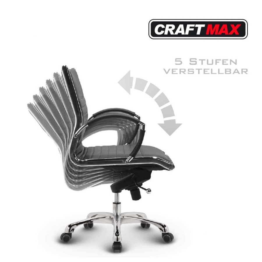 CRAFTMAX-Konferenzdrehstuhl-Meetingstuhl-Armlehnen-Chrome-Echt-Leder-korallrot-5