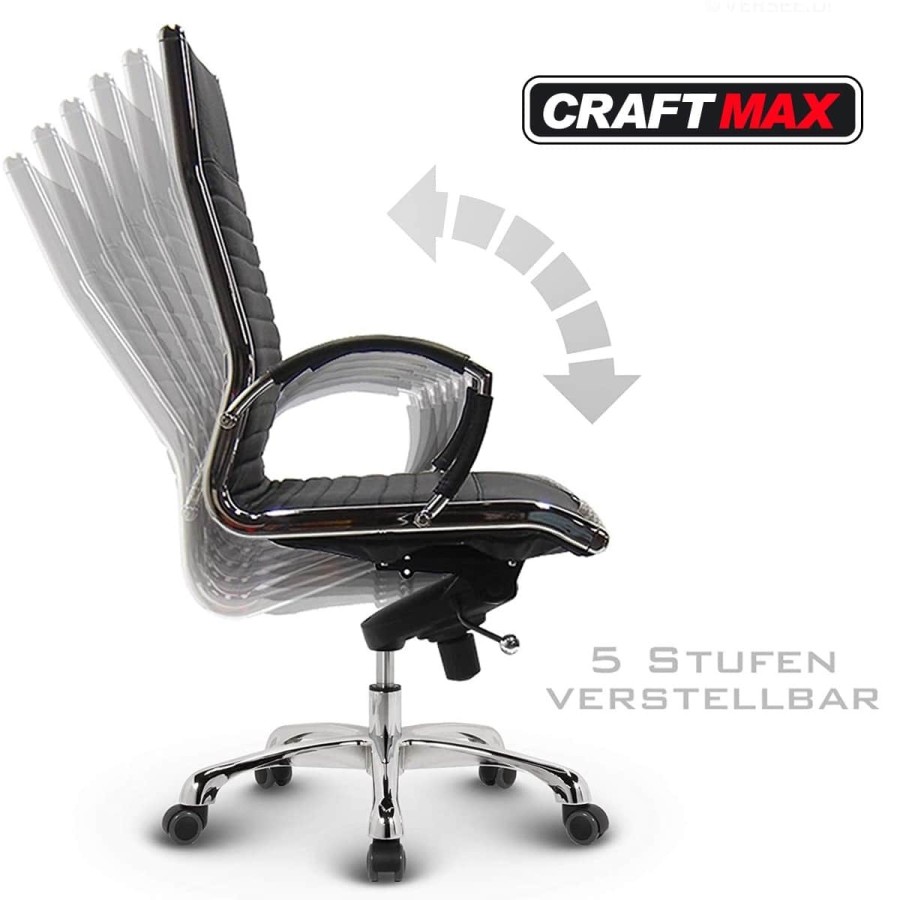 CRAFTMAX-Bueroledersessel-Chefsessel-Chrome-mit-Echt-Leder-korallrot-6