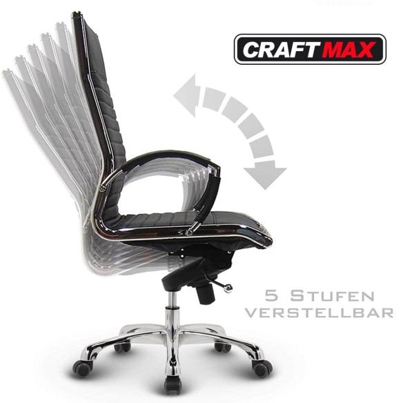 CRAFTMAX-Bueroledersessel-Chefsessel-Chrome-mit-Echt-Leder-korallrot-6