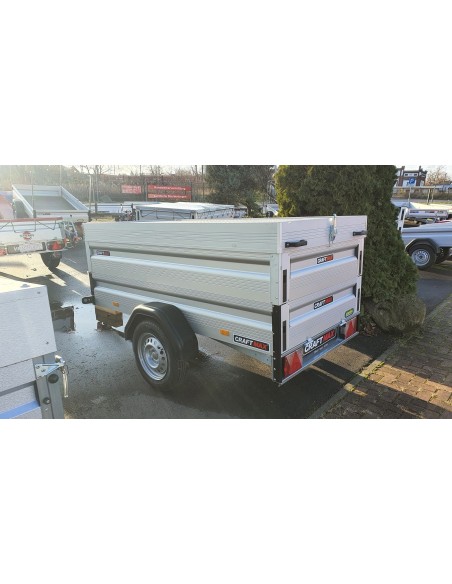 CRAFTMAX-SMART-Kastenanhaenger-mit-V-Deichsel-ALU-Bordwaenden-Bordwandaufsatz-Deckel-750-Kg-ungebremst-4