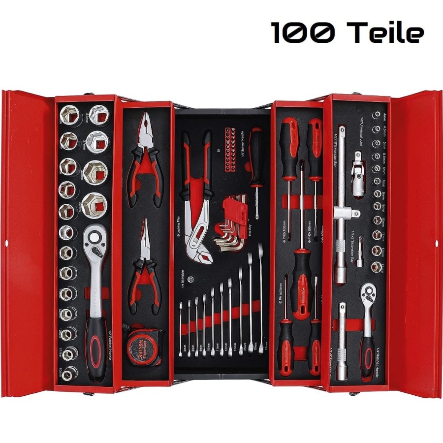 Metall-Werkzeugkoffer_100-teiliges_Werkzeug-Set_rot