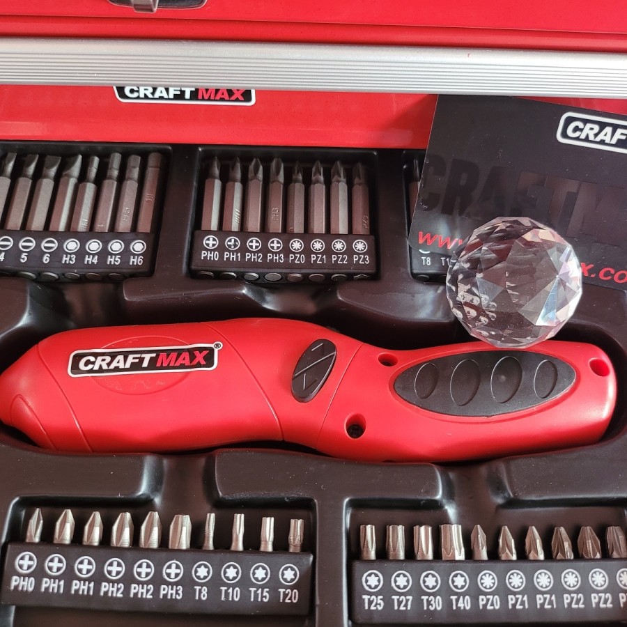 CRAFTMAX-160-tlg.-Metall-Werkzeugbox-Schubfaecher-Werkzeug-Akkuschrauber-5