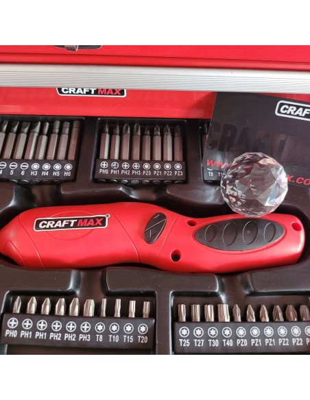 CRAFTMAX-160-tlg.-Metall-Werkzeugbox-Schubfaecher-Werkzeug-Akkuschrauber-5