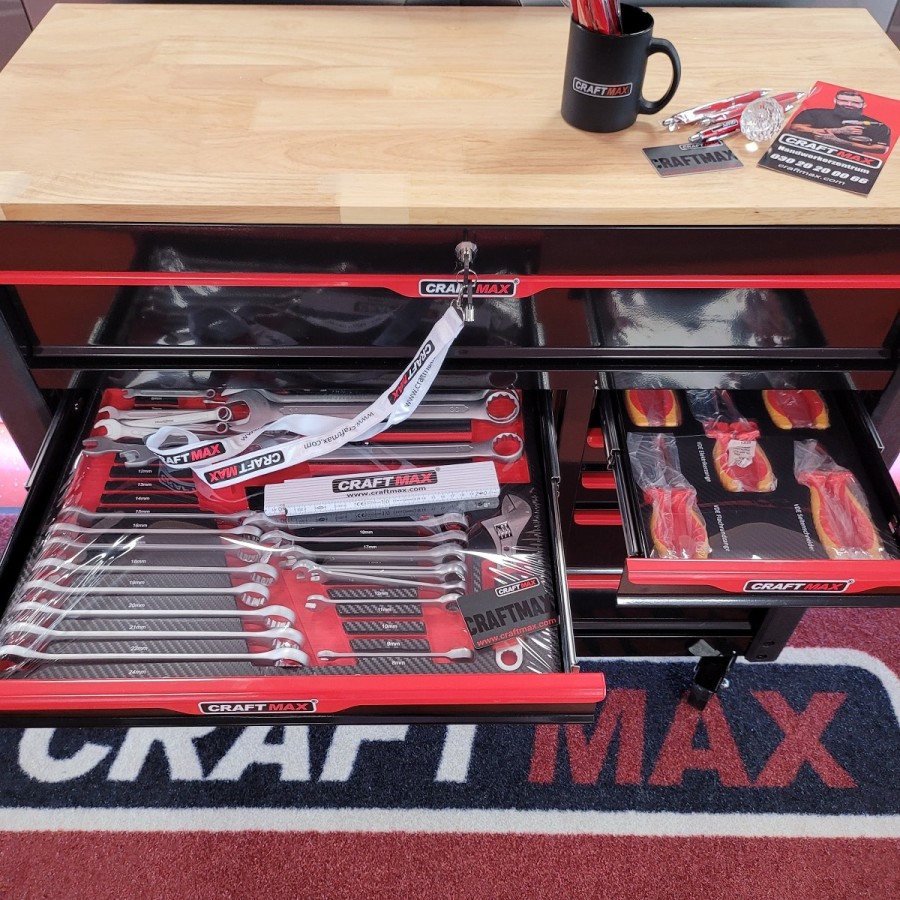 CRAFTMAX-Premium-Werkstattwagen-mit-12-Schubfaecher-inkl.-hochwertigem-Werkzeug-5