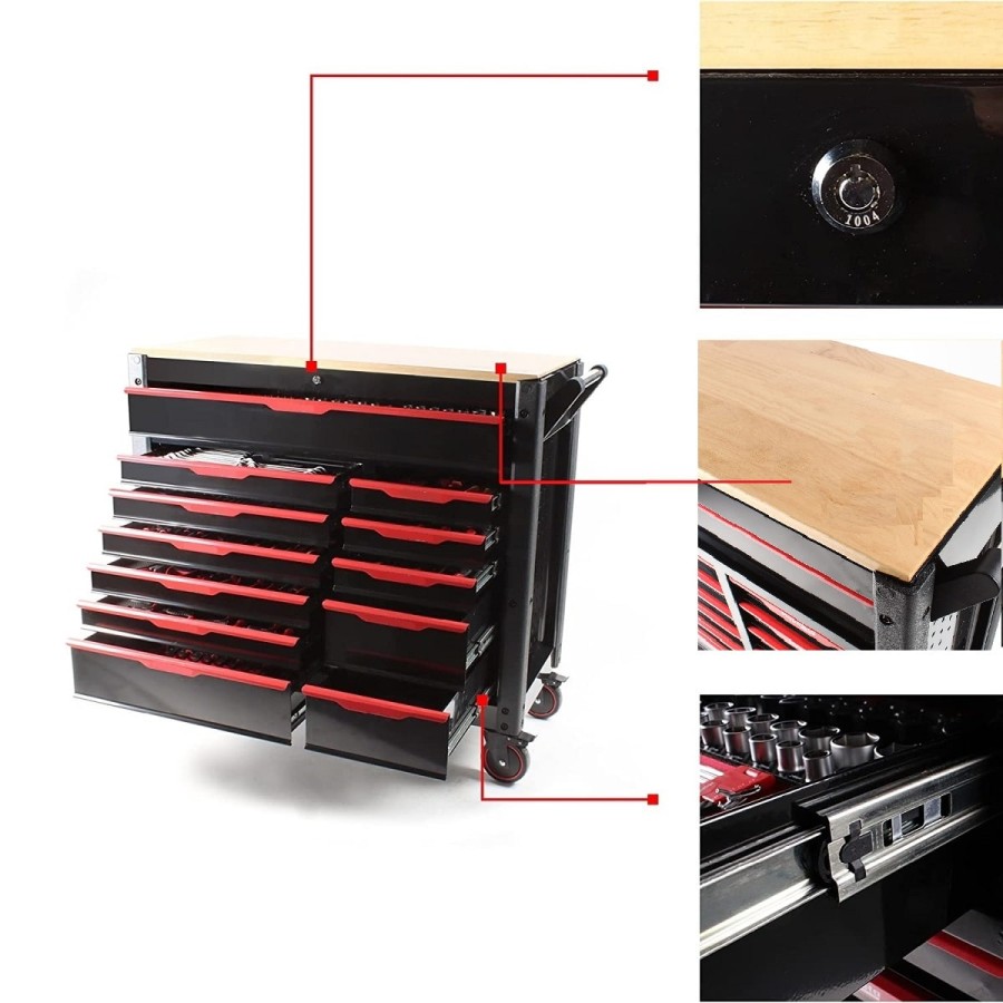 CRAFTMAX-Premium-Werkstattwagen-mit-12-Schubfaecher-inkl.-hochwertigem-Werkzeug-3
