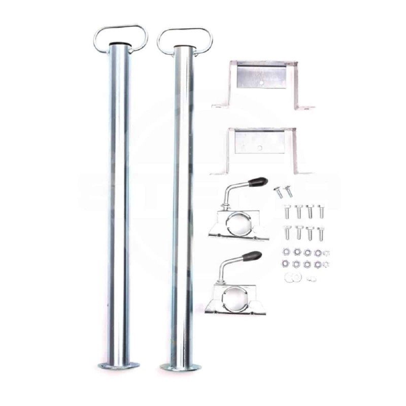 Seiten-Stuetze-O-48-mm-mit-Distanzstueck-und-Klemmhalter-fuer-PKW-Anhaenger-Laenge-75cm-3