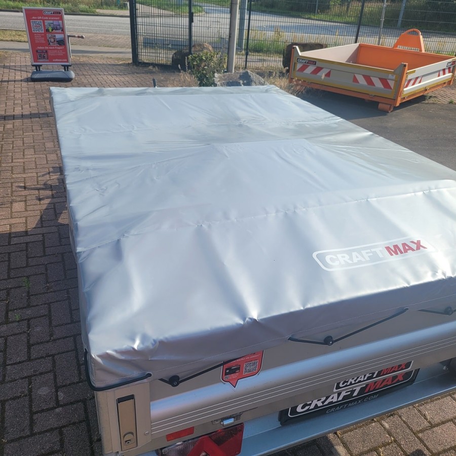CRAFTMAX-Anhaenger-Flachplane-2.30x1.50x0.50m-silbermetallic-Gummigurt-extra-Lackschicht-1