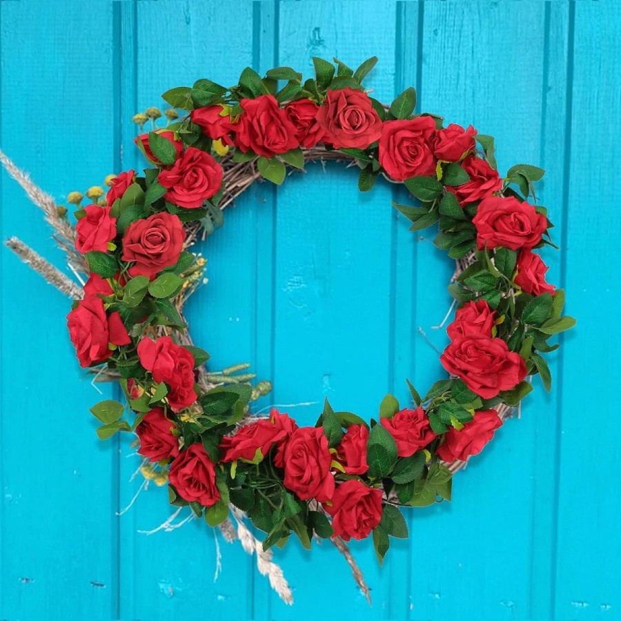Rote-Rosen-Kunstblumen-haengende-Girlande-Deko-fuer-Hochzeit-Tempel-Ritual-6m-5