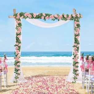 Rosa-Rosen-Kunstblumen-haengende-Girlande-Deko-fuer-Hochzeit-Tempel-Ritual-6m-4