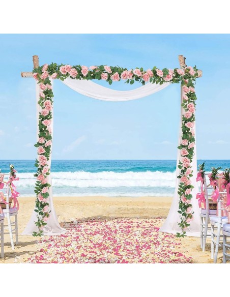 Rosa-Rosen-Kunstblumen-haengende-Girlande-Deko-fuer-Hochzeit-Tempel-Ritual-6m-4