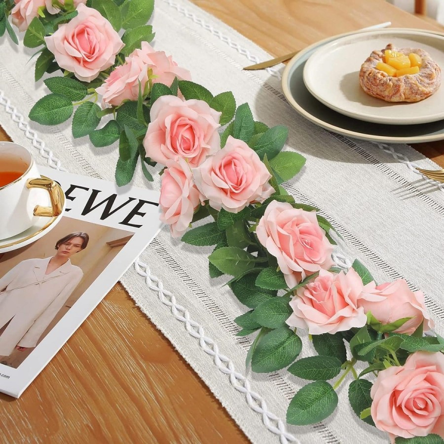 Rosa-Rosen-Kunstblumen-haengende-Girlande-Deko-fuer-Hochzeit-Tempel-Ritual-6m-3