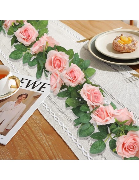 Rosa-Rosen-Kunstblumen-haengende-Girlande-Deko-fuer-Hochzeit-Tempel-Ritual-6m-3