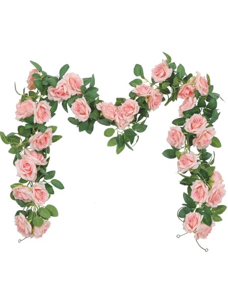 Rosa-Rosen-Kunstblumen-haengende-Girlande-Deko-fuer-Hochzeit-Tempel-Ritual-6m-2