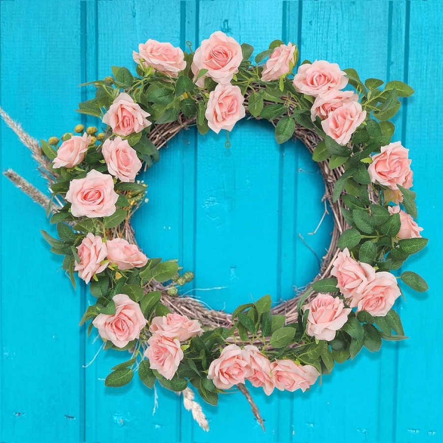 Rosa-Rosen-Kunstblumen-haengende-Girlande-Deko-fuer-Hochzeit-Tempel-Ritual-6m-6