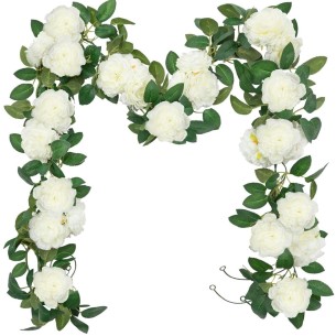 Weisse-Rosen-Kunstblumen-haengende-Girlande-Deko-fuer-Hochzeit-Tempel-Ritual-6m-1
