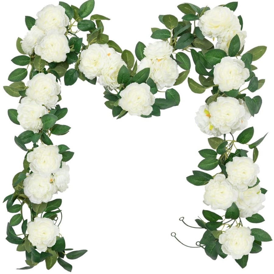 Weisse-Rosen-Kunstblumen-haengende-Girlande-Deko-fuer-Hochzeit-Tempel-Ritual-6m-1