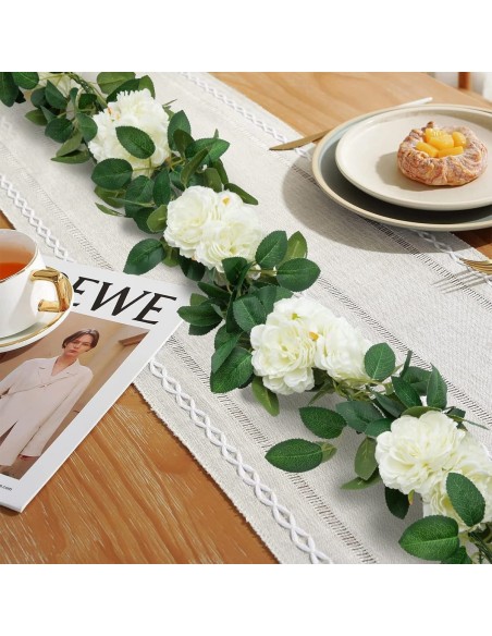 Weisse-Rosen-Kunstblumen-haengende-Girlande-Deko-fuer-Hochzeit-Tempel-Ritual-6m-3