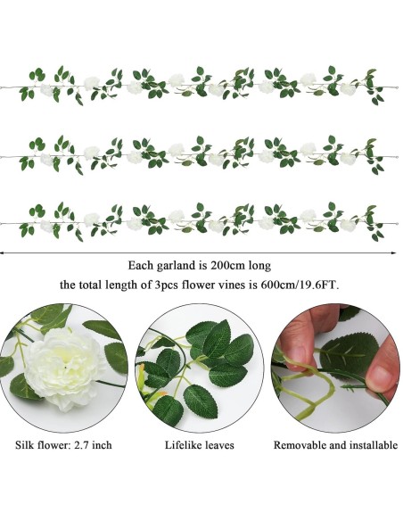Weisse-Rosen-Kunstblumen-haengende-Girlande-Deko-fuer-Hochzeit-Tempel-Ritual-6m-2