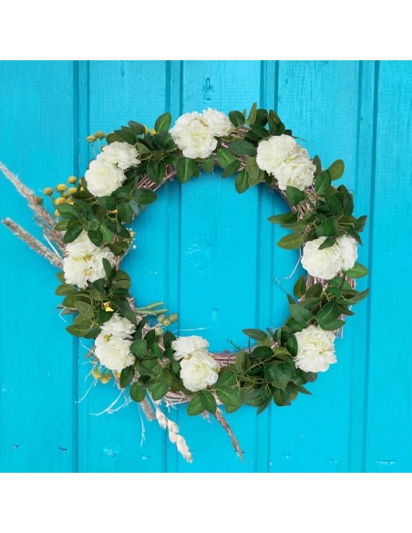 Weisse-Rosen-Kunstblumen-haengende-Girlande-Deko-fuer-Hochzeit-Tempel-Ritual-6m-5