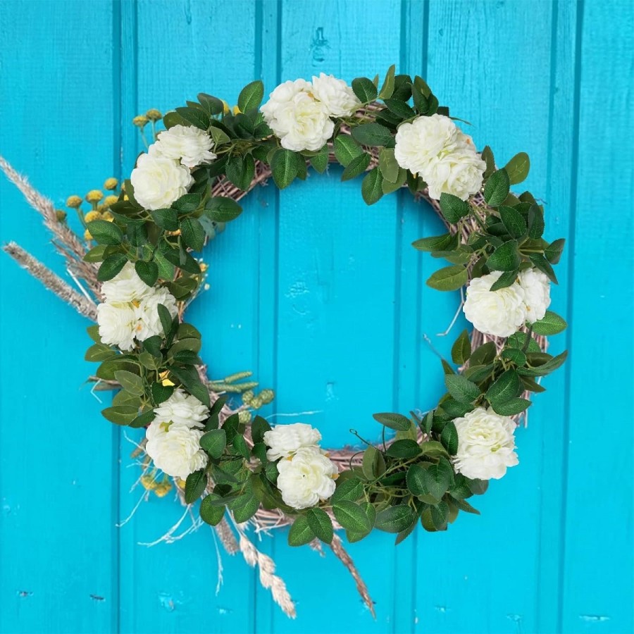 Weisse-Rosen-Kunstblumen-haengende-Girlande-Deko-fuer-Hochzeit-Tempel-Ritual-6m-6