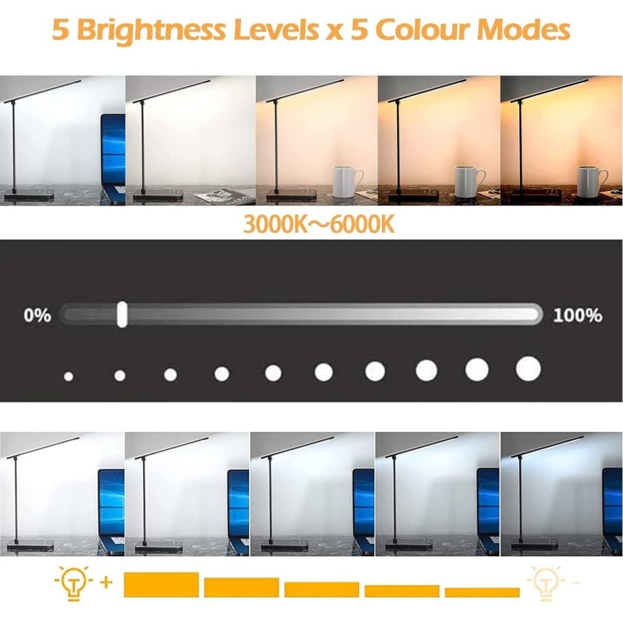 Rednerpult-Schreibtischlampe-LED-Dimmbar-5-Farben-10-Helligkeitsstufen-USB-Ladeanschluss-8