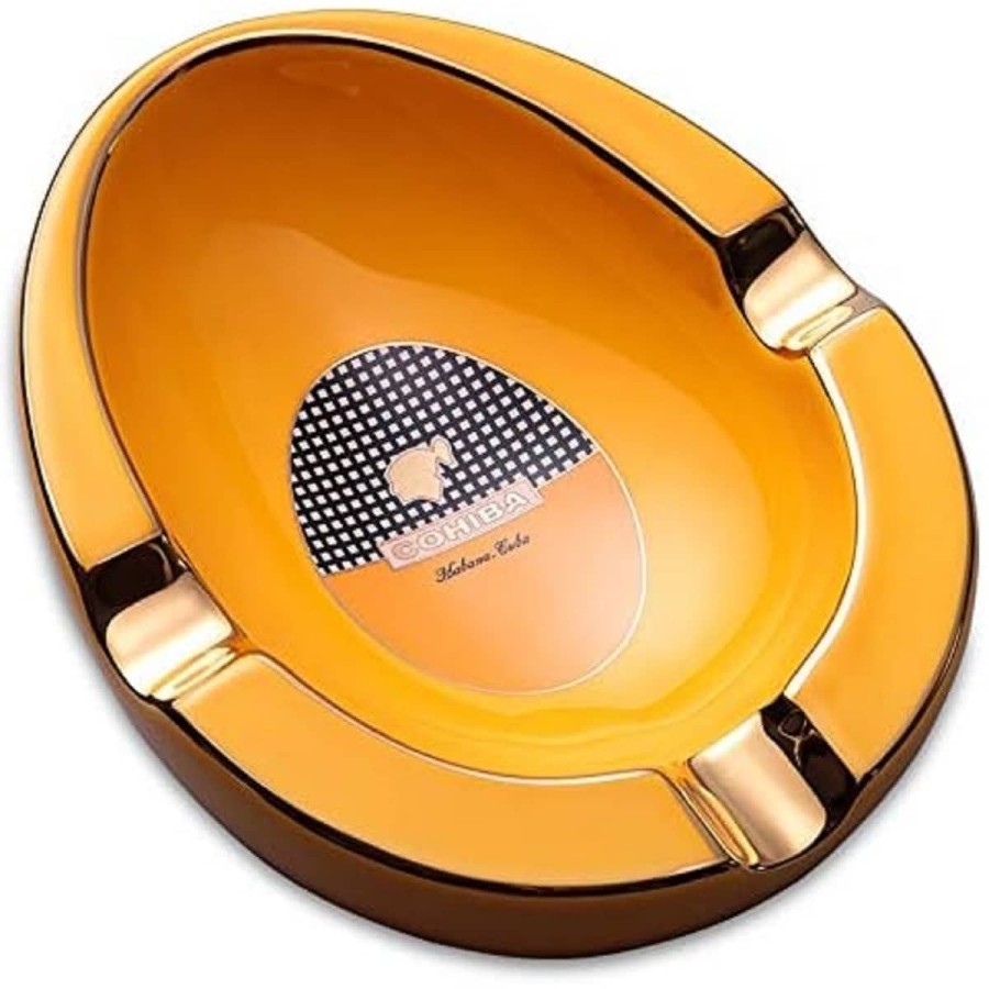Cohiba-Cuba-Zigarrenaschenbecher-aus-Keramik-yellow-gold