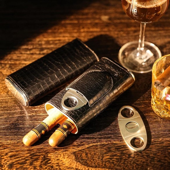 Lederetui-aus-Zedernholz-fuer-3-Zigarren-tragbarer-Zigarren-Humidor-fuer-Reise-schwarz-5