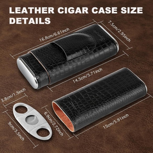 Lederetui-aus-Zedernholz-fuer-3-Zigarren-tragbarer-Zigarren-Humidor-fuer-Reise-schwarz-3