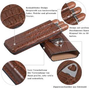 Krokodil-Leder-Etui-fuer-3-Zigarren-braun 2