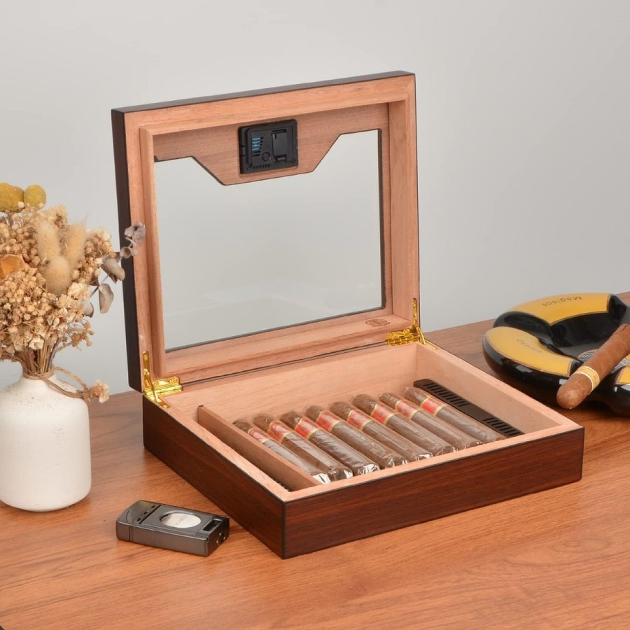 Zigarren-Humidor-mit-Befeuchter-und-Digital-Hygrometer-fuer-25-35-Zigarren-3