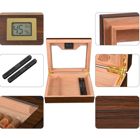 Zigarren-Humidor-mit-Befeuchter-und-Digital-Hygrometer-fuer-25-35-Zigarren-2