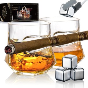 Kristall-Whiskyglaeser-mit-Zigarrenhalter-Eiswuerfel-Eiszange-aus-Edelstahl-1
