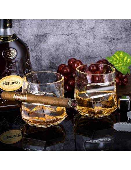 Kristall-Whiskyglaeser-mit-Zigarrenhalter-Eiswuerfel-Eiszange-aus-Edelstahl-3