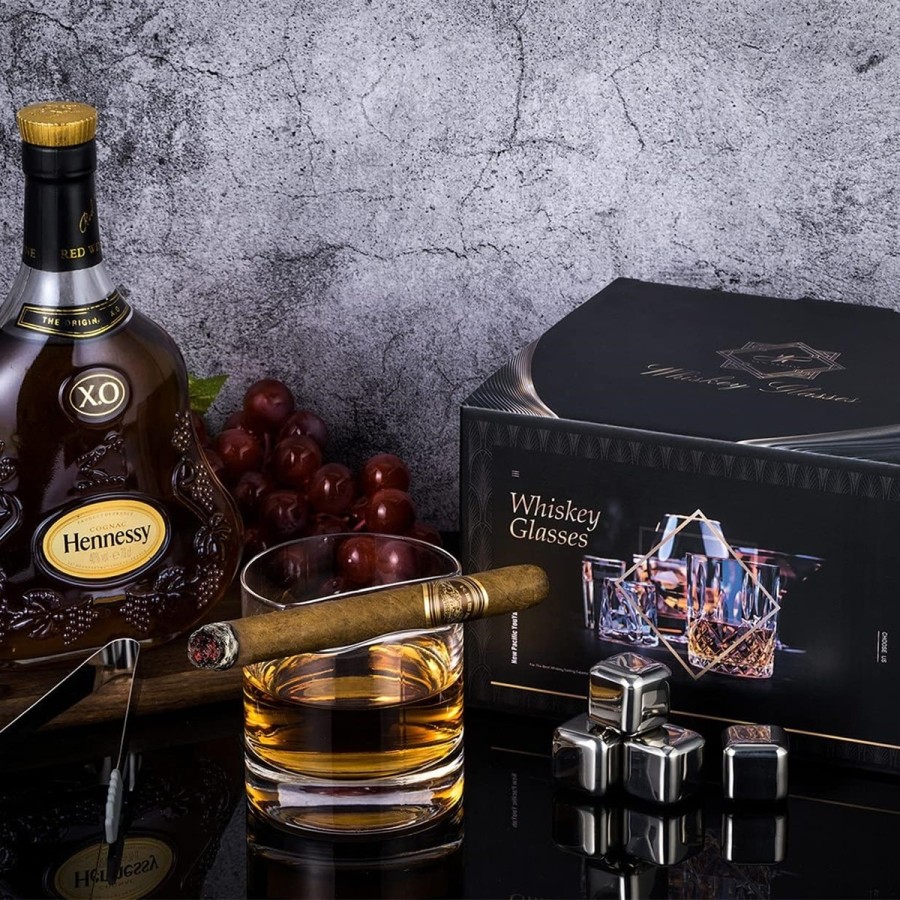 Zigarren-Whiskyglaeser-mit-Zigarrenhalter-Eiswuerfel-Eiszange-aus-Edelstahl-2