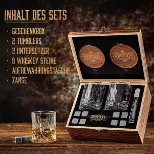 Kristall-Whiskyglaeser-mit-Untersetzer-Eiswuerfel-Eiszange-aus-Edelstahl-Geschenkset-Holzkiste-1 2