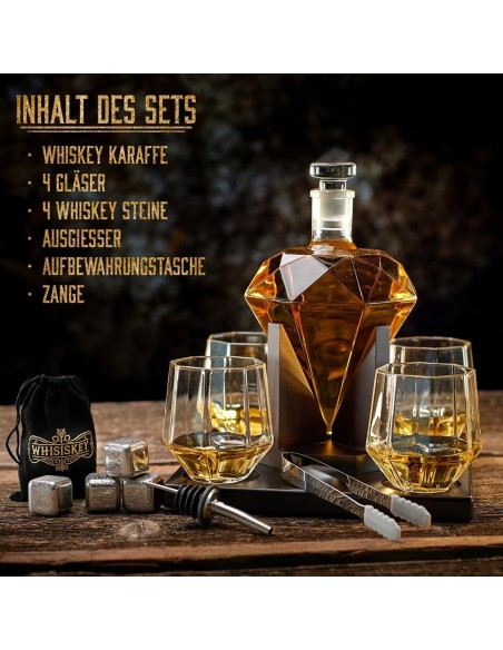 Kristall-Diamant-Whisky-Karaffe-inkl.-4-Whisky-Glaeser-4-Whisky-Steine-Ausgiesser-3