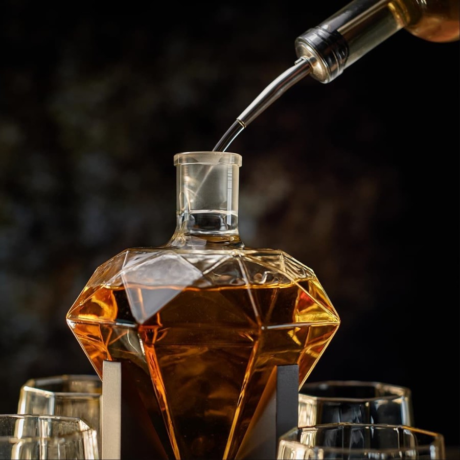 Kristall-Diamant-Whisky-Karaffe-inkl.-4-Whisky-Glaeser-4-Whisky-Steine-Ausgiesser-5