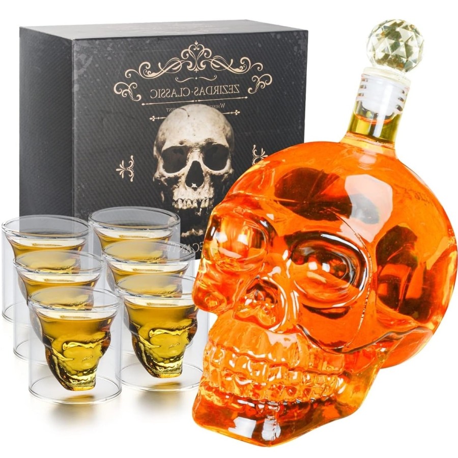 Totenkopf-Whisky-Glaeser-und-Karaffe-550ml-Dekantierflasche-im-Geschenkset-1